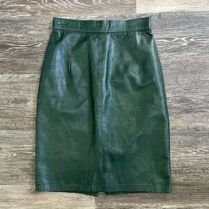 Vintage LNR Green Genuine Leather Pencil Skirt 4